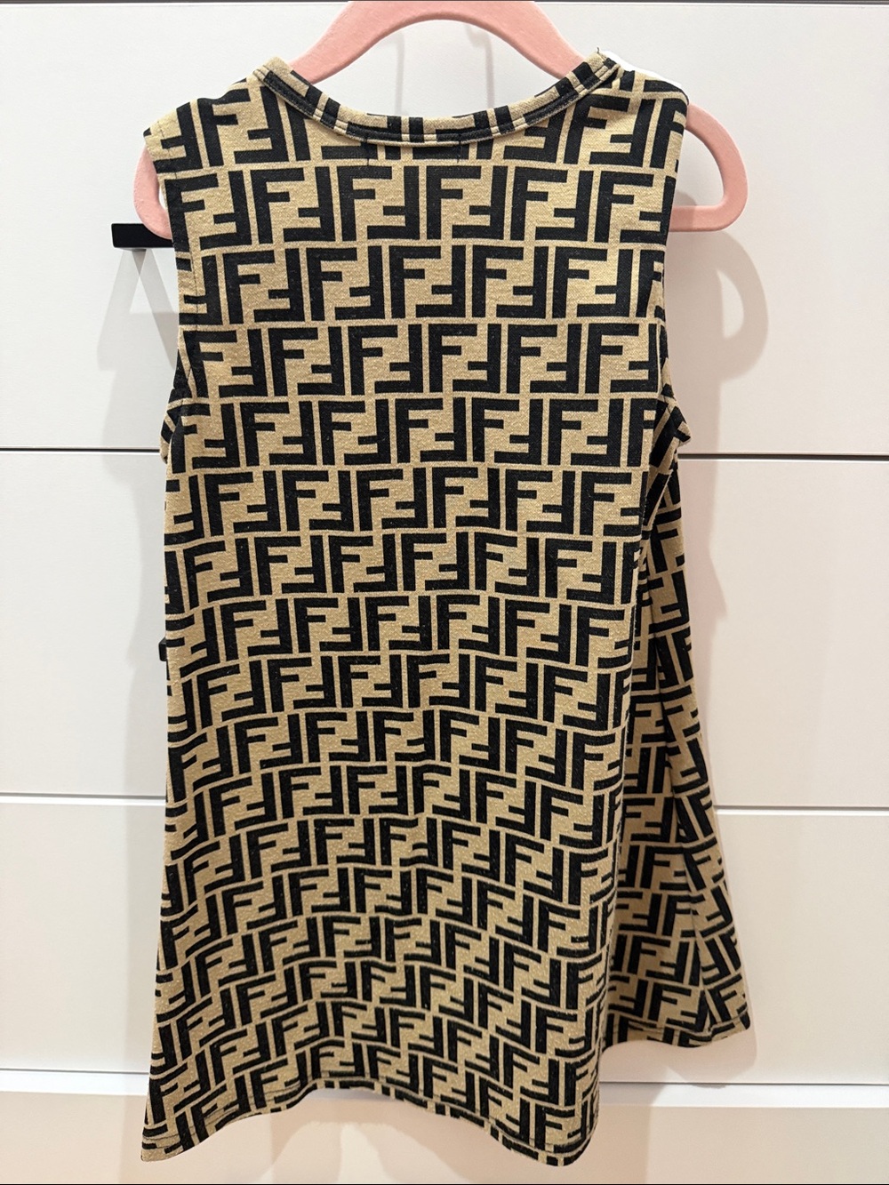 Beige & Black Logo A-Line Dress with White Collar - Picture 4 of 4